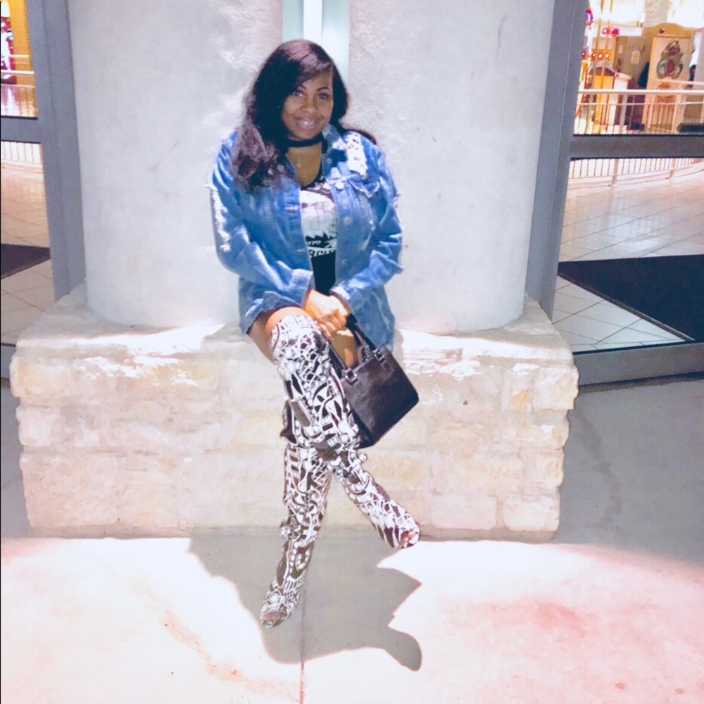 Over the knee peep toe boots